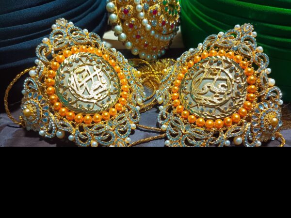 Imam Zamin Ya Ali Ya Fatima Pearls and Zircons Orange - Image 4